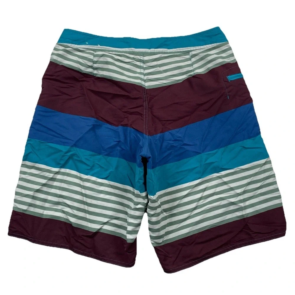 Patagonia Wavefarer Board Shorts Striped Blue Swimming Trunks Men's 33 9